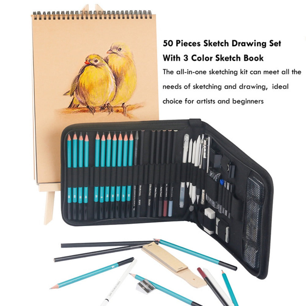 50 Sketching Lead Tool Set, High Gloss Metal Graphite Pencils Painting, Art Sketching Pencil Set