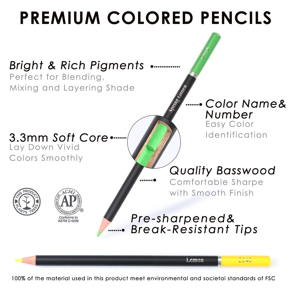 75 Colors Pencil Sets for Artist Painting and Mapping, Colored Lead Oil Colored Pencils with Paper Tube