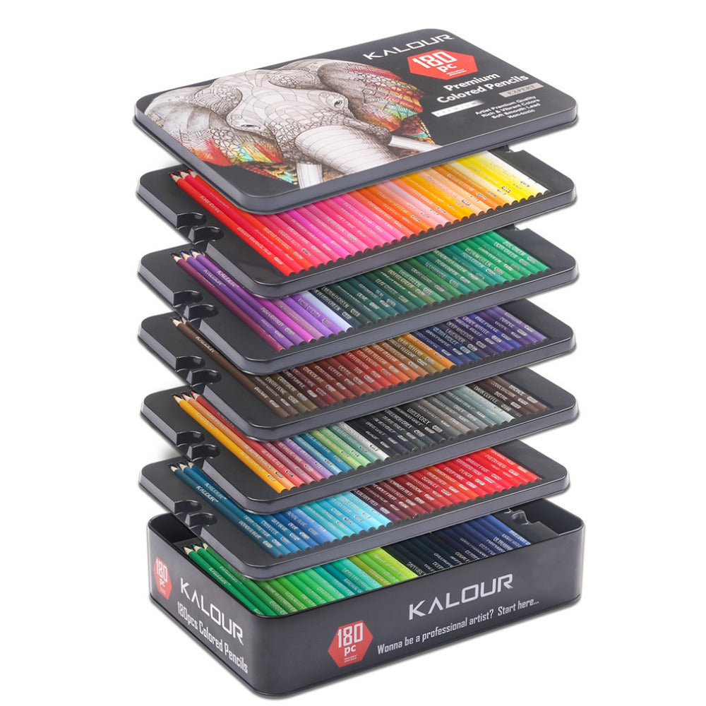 180 Colors Pencil Drawing Set, Metal Lead Colored Pencils Art