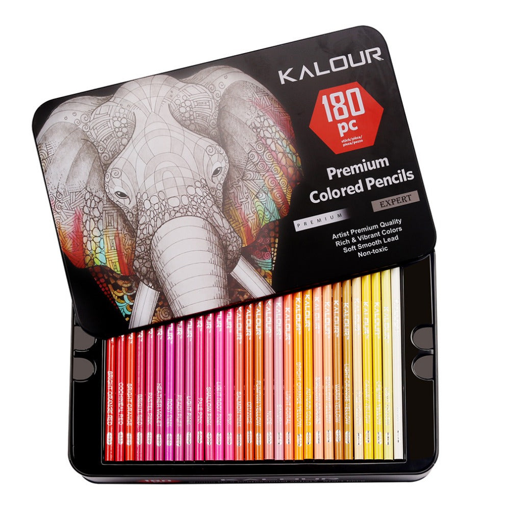 180 Colors Pencil Drawing Set, Metal Lead Colored Pencils Art