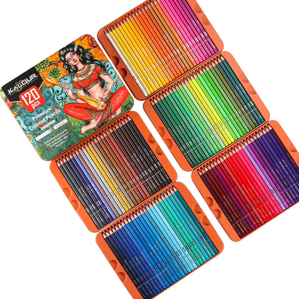 120 Colors Oil Colored Pencil, Bass Wood Drawn Graffiti Color Filling 3.3mm Lead Set, Drawing Pencils with Tin Box