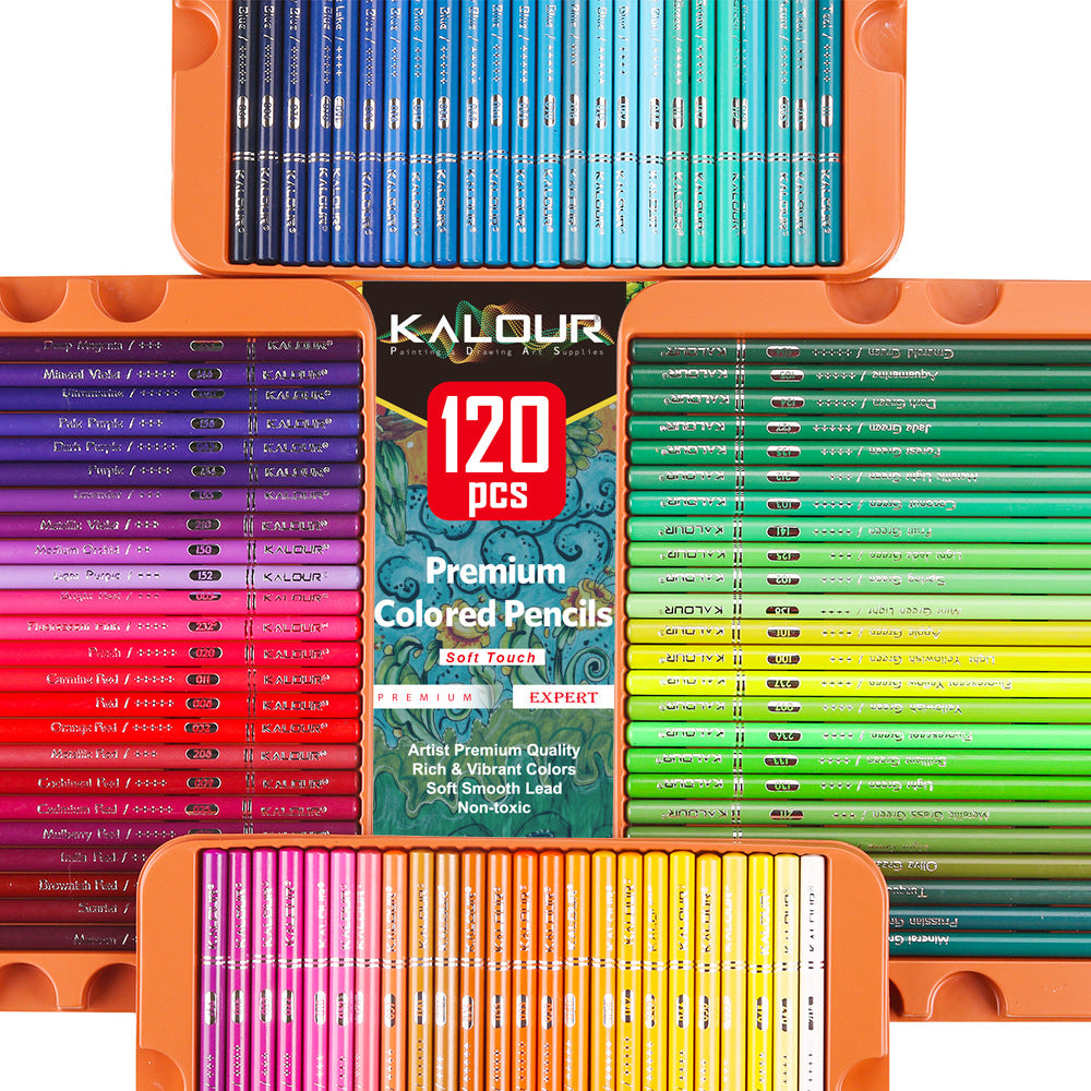 120 Colors Oil Colored Pencil, Bass Wood Drawn Graffiti Color Filling 3.3mm Lead Set, Drawing Pencils with Tin Box