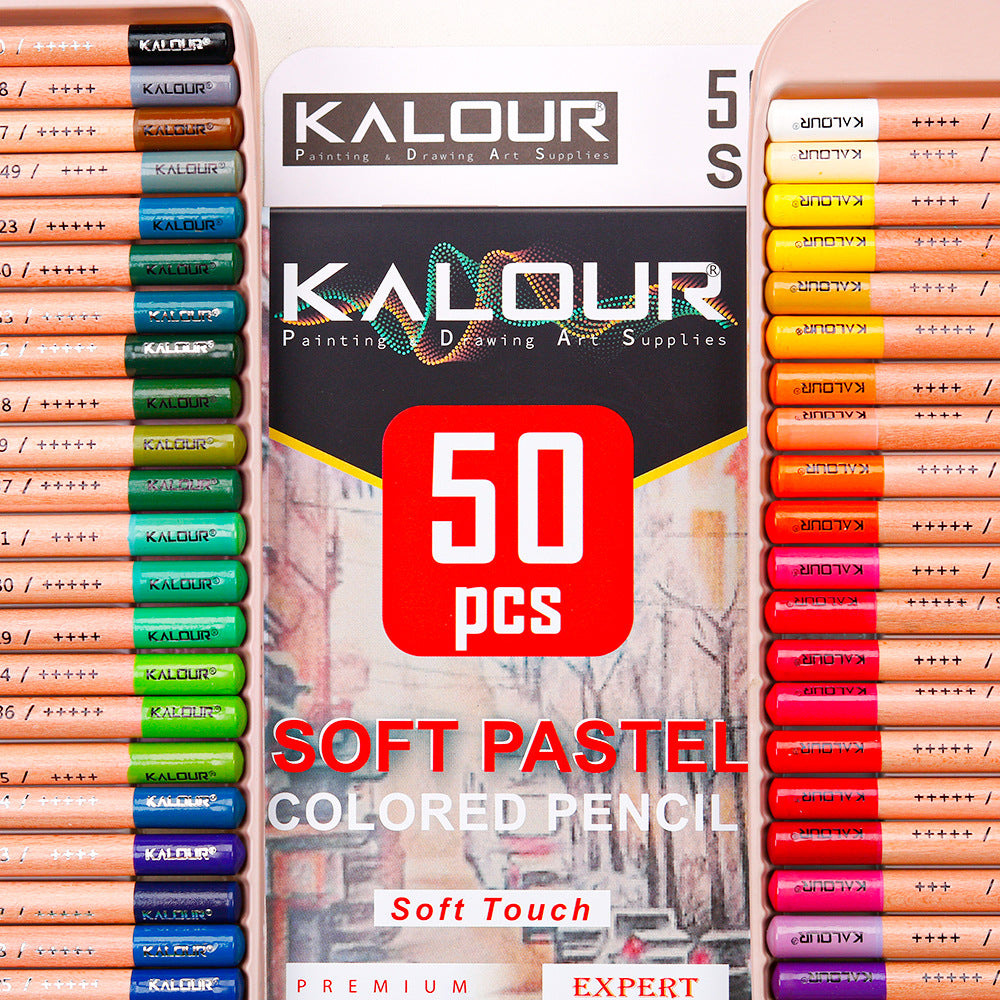 50 Colors Pencil Set, Lead Diameter 3.8mm, Professional Colored Lead Natural Bass Wood Dip Pencils with Tin Boxed