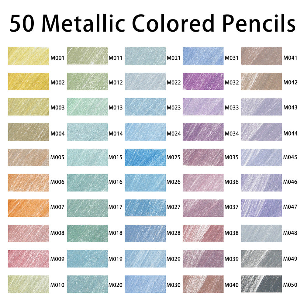 50 Colors Metal Lead Colored Pencils, Art Drawing Pencils, Graffiti Pencils Set with Tin Box