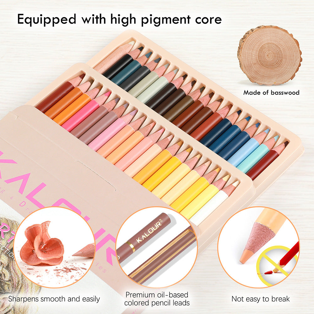 35 Colors Skin Tone Colored Pencil, Oil Color Pencils Art Painting Color Lead Set with Paper Box