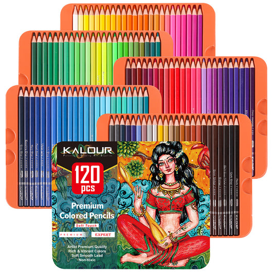 120 Colors Oil Colored Pencil, Bass Wood Drawn Graffiti Color Filling 3.3mm Lead Set, Drawing Pencils with Tin Box