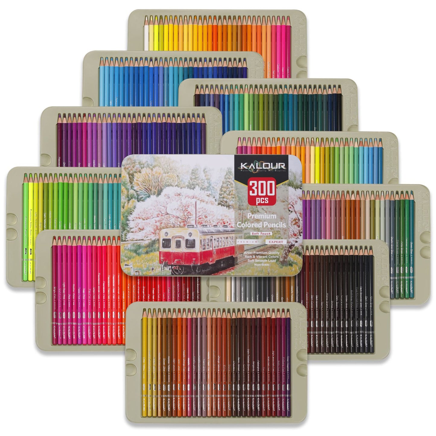 300 Colors Iron Boxed Colored Pencils Set, 3.3mm Lead Art Graffiti Oil-based Colored Lead Painting Set