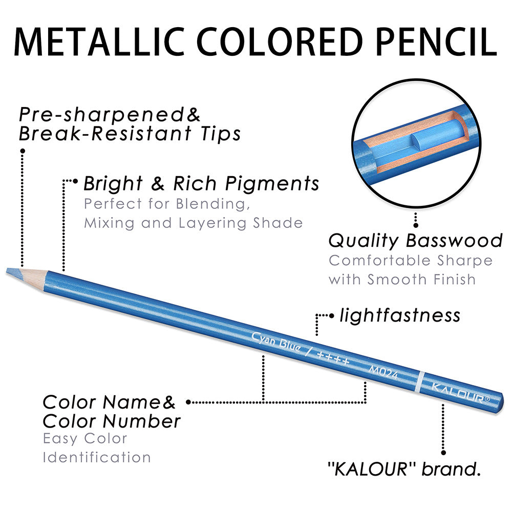 50 Colors Metal Lead Colored Pencils, Art Drawing Pencils, Graffiti Pencils Set with Tin Box