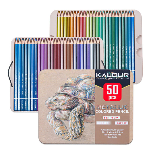 50 Colors Metal Lead Colored Pencils, Art Drawing Pencils, Graffiti Pencils Set with Tin Box