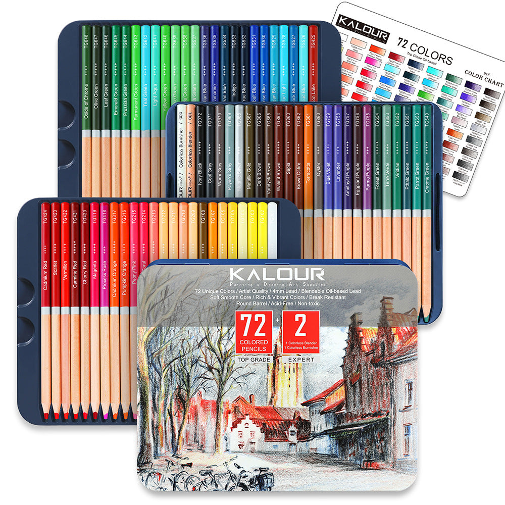 72 Colors Premium Oily Colored Pencil Set, Original Wood Art Drawing Pencil Set