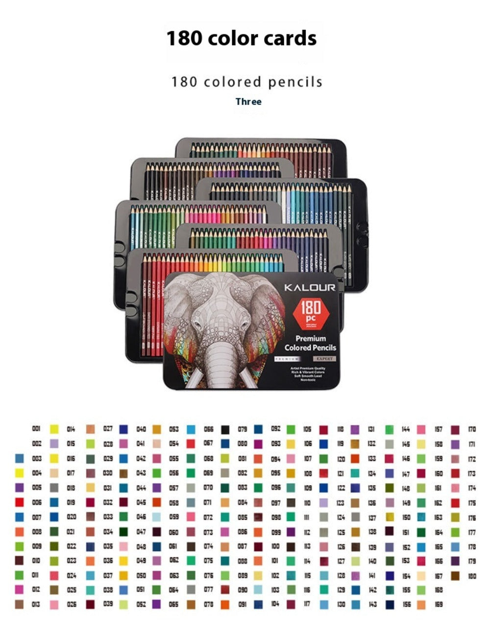 180 Colors Pencil Drawing Set, Metal Lead Colored Pencils Art