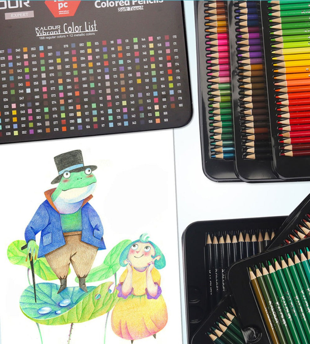 180 Colors Pencil Drawing Set, Metal Lead Colored Pencils Art