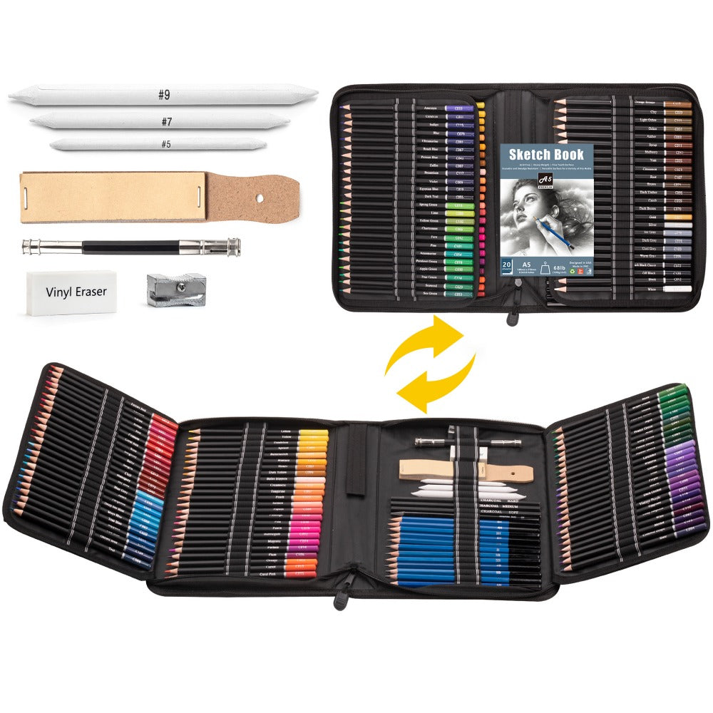 145 Drawing Pencils Sets for Artist Painting, 120 Colors Pencils &12 Sketching Pencils